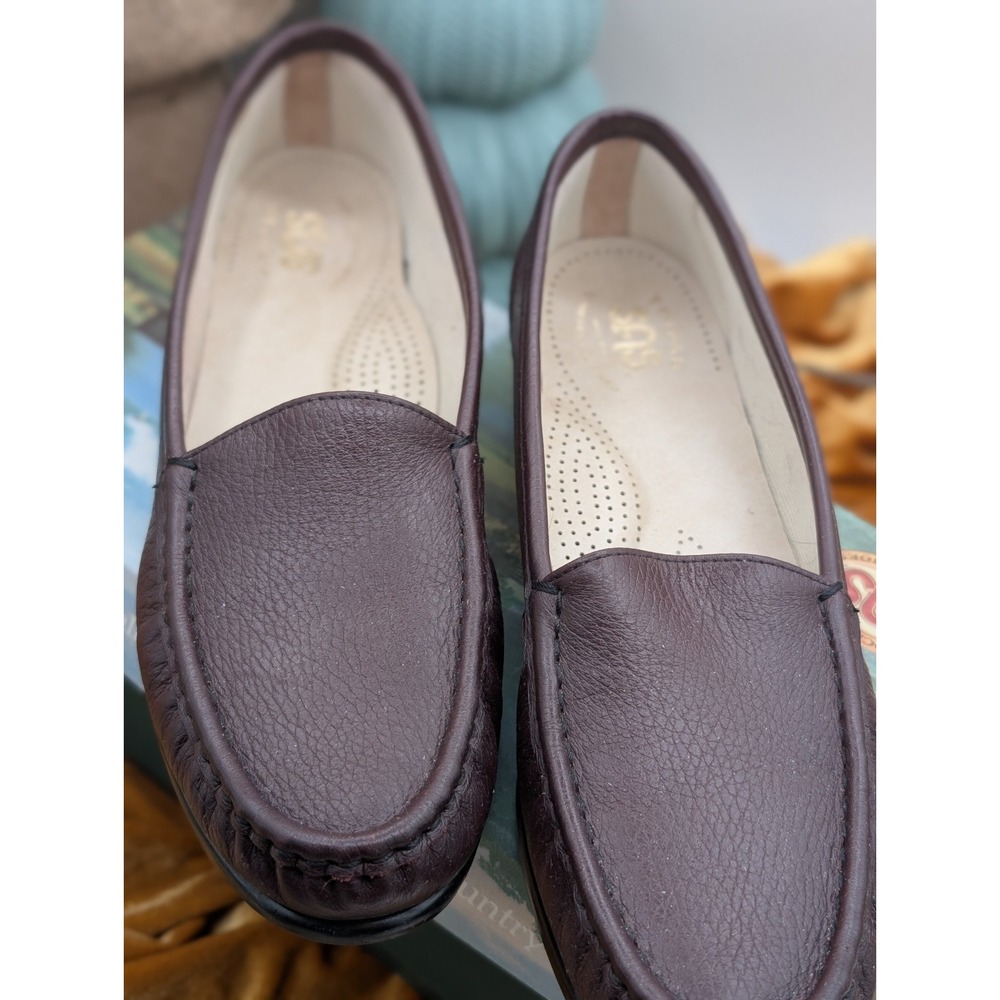 SAS Simplify Cordovan Brown Burgundy Leather Loafers 10 S Slim Shoes New Box